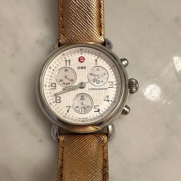 Michele | Accessories | Michele Gold And Silver Chronograph  display picture 2